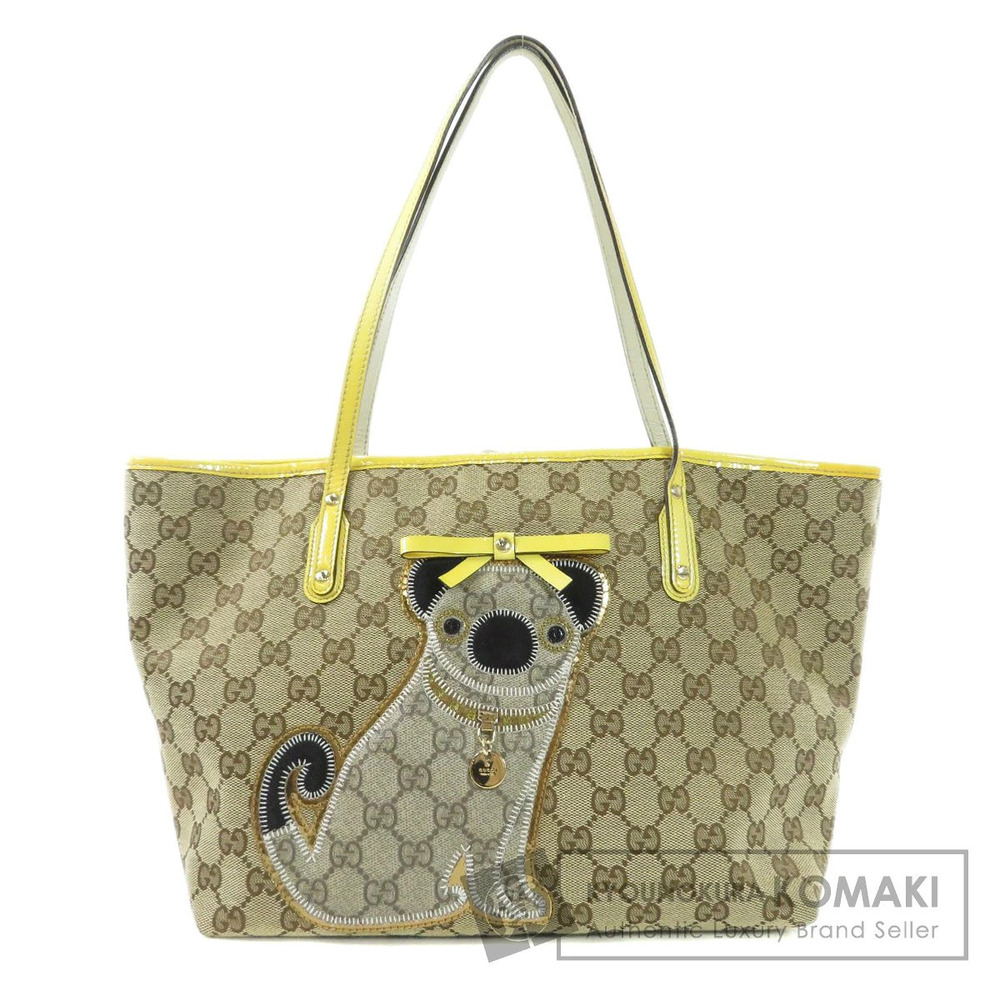 Gucci GG Dog Motif Tote Bag Canvas